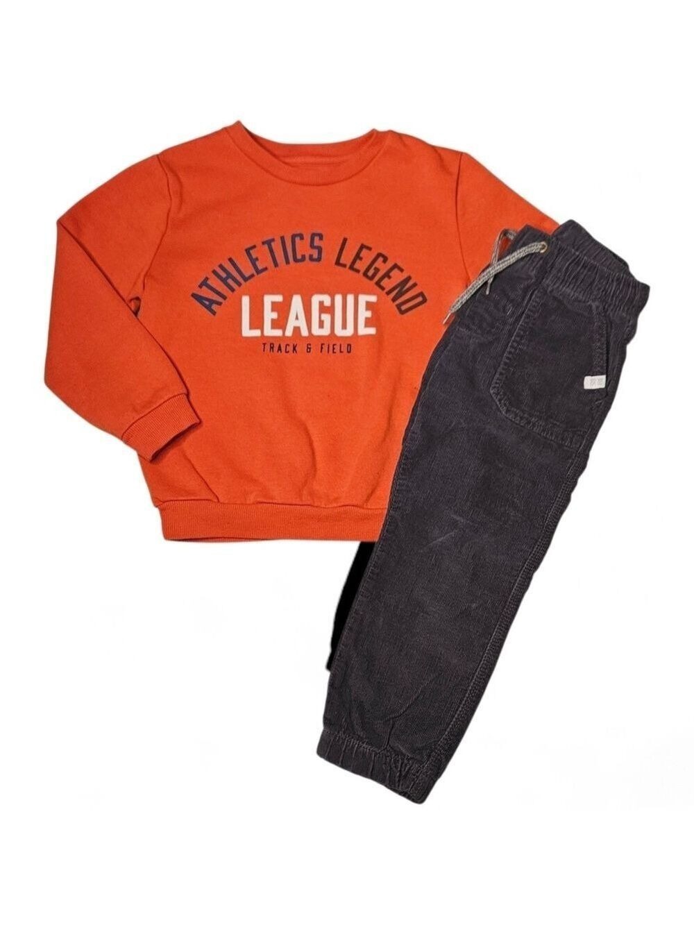 Boys Orange Athletic Sweatshirt & Pant Set Size 4T / 4-5Y